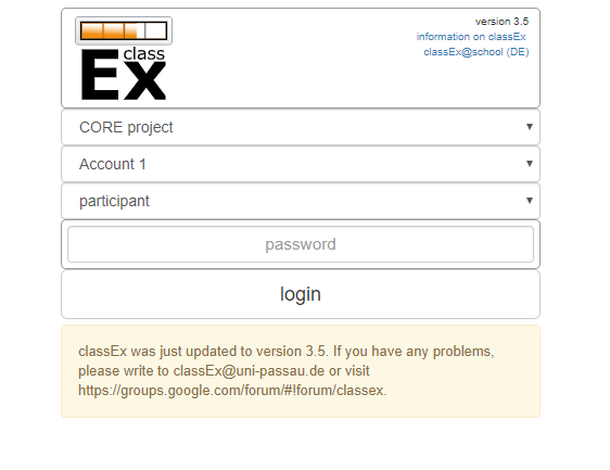 Login form for students